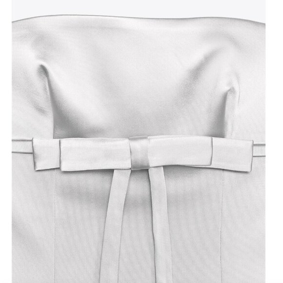 Zara Satin Strapless Bow Dress NWT Silver Blogger Fav Size Large - Picture 7 of 12